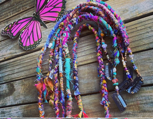 Bohemian Rag-Rug Gypsydread Clip-in Hair Locs with Crystals