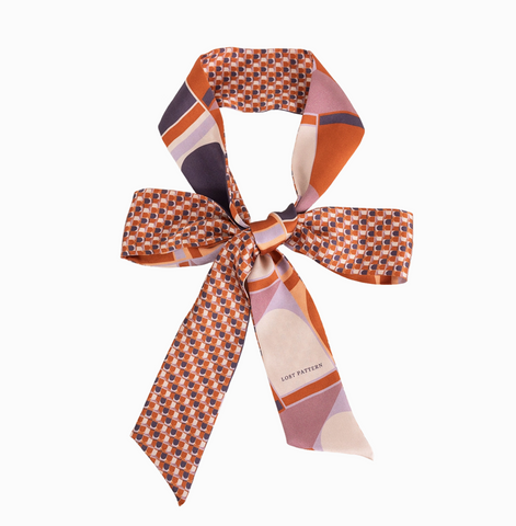 "Modular" Silk Skinny Scarf - Orange