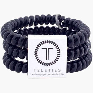 Teleties Jet Black Hair Ties Fabric Online Salon